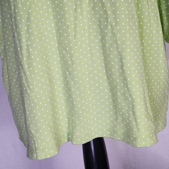 CJ Banks Citron and White Polka Dot 3/4 Sleeve Cotton Crew Neck Blouse Size 1X - Picture 5 of 16
